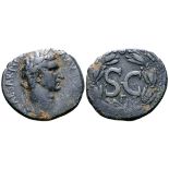 Nerva Æ29 of Antioch, Seleucis and Pieria. AD 96-98. Laureate head right / SC in laurel wreath; ?