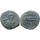 Phocas Æ 40 Nummi. Cyzicus, year 4 (= AD 605/6). D N FOCAS P?RP AVG, crowned bust facing, wearing