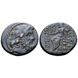 Seleukis and Pieria, Antioch Æ Tetrachalkon. 1st century BC. Laureate head of Zeus right / Zeus