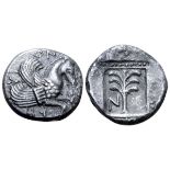 Troas, Skepsis AR Drachm. 5th century BC. Forepart of Pegasos right; ?KH?ION around / Palm tree, N