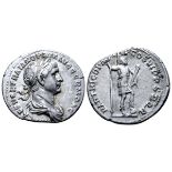 Trajan AR Denarius. Rome, AD 114-117. [IMP] CAES NER TRAIAN OPTIM AVG GERM DAC, laureate and