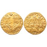 Constantine VI and Irene, with Leo III, Constantine V, and Leo IV AV Solidus. Constantinople, AD