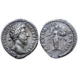 Marcus Aurelius AR Denarius. Rome, AD 166. M ANTONINVS AVG ARM PARTH MAX, laureate head right / TR P