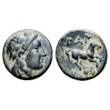 Troas, Gargara Æ9. 4th century BC. Laureate head of Apollo right / ???, horse running right, unclear