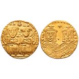 Constantine VI, with Leo III, Constantine V, and Leo IV AV Solidus. Constantinople, AD 780-787. L?O?