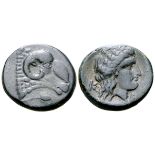 Troas, Kebren Æ20. Circa 400-387 BC. Head of ram right; grain ear below / Laureate head of Apollo