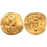 Constans II AV Semissis. Constantinople, AD 641-666. ? N CONSTA[NTIN?S P P AV], diademed, draped and