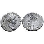 Vespasian AR Denarius. "Judaea Capta" issue. Antioch, AD 72-73. IMP CAES VESP AVG P M COS IIII,