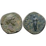 Antoninus Pius Æ Sestertius. Rome, AD 155-156. ANTONINVS AVG PIVS [P P IMP II], laureate head