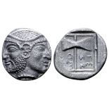 Islands off Troas, Tenedos AR Hemidrachm. Circa 550-470 BC. (12mm, 1.82 g). Archaic janiform head,