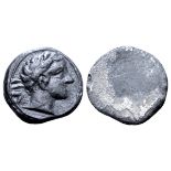 Etruria, Populonia AR 2.5 Asses. 3rd century BC. Young male head right; VII behind / Blank. EC I, 95