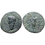 Claudius I Æ As. Rome, circa AD 50-54. TI CLAVDIVS CAESAR AVG P M TR P IMP P P, bare head left /