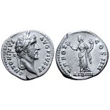 Antoninus Pius AR Denarius. Rome, AD 145-161. ANTONINVS AVG PIVS P P, laureate head right / TR POT