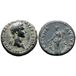 Nerva Æ As. Rome, AD 97. IMP NERVA CAES AVG P M TR P COS III P P, laureate head right / FORTVNA