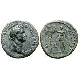 Domitian Æ As. Rome, AD 92-94. IMP CAES DOMIT AVG GERM COS XI CENS POT P P, laureate head right,