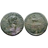 Claudius I Æ Sestertius. Rome, AD 41-45. TI CLAVDIVS CAESAR AVG P M TR P IMP, laureate head of