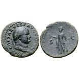 Vespasian Æ As. Rome, AD 74-76. IMP CAESAR VESP AVG C[OS..], laureate head right / Spes standing