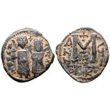Persian Occupation of Syria Æ27. AD 610-630. Phocas and Leontia type. The emperor and empress