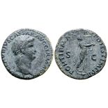 Nero Æ As. Rome, AD 62-8. NERO CLAVDIVS CAESAR AVG GERMANIC, laureate head right / PONTIF MAX TR