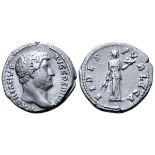 Hadrian AR Denarius. Rome, AD 134-138. HADRIANVS AVG COS III P P, bare head right / FIDES PVBLICA,