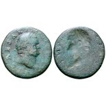 Titus, as Caesar, Brockage Æ As. Uncertain mint, AD 79-81. T CAESAR IMP..., laureate head right /