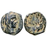 Nabataea, Aretas IV Æ15. Petra, 9 BC-AD 40. Diademed head right; [??th] in Aramaic before / Legend
