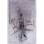 Alberto Giacometti - SEATED FIGURE STUDY - Black & White Print - 25 x 16 inches - Unsigned