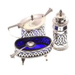 THREE PIECE SILVER CONDIMENT SET