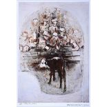 J.B. Vallely - THE CATTLE MARKET - Limited Edition Print (142/150) - 20 x 14 inches - Signed