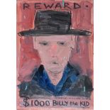 David Johnston - BILLY THE KID - Oil on Board - 14 x 10 inches - Signed