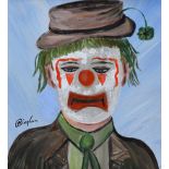 James Bingham - CLOWN - Oil on Board - 20 x 16 inches - Signed