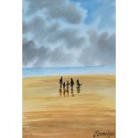 John Ormsby - FUN AT THE BEACH - Watercolour Drawing - 12 x 8 inches - Signed