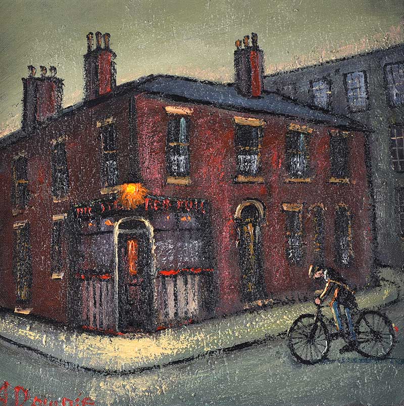 James Downie - OUT FOR A PINT - Oil on Canvas - 12 x 12 inches - Signed