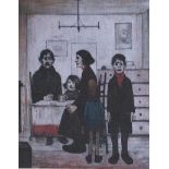 Laurence Stephen Lowry, RA - FAMILY GROUP - Coloured Print on Linen - 10 x 8 inches - Unsigned