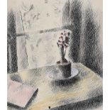 Daniel O'Neill - FLOWER BY A WINDOW - Pen & Ink Drawing With Watercolour Wash - 12 x 11 inches -