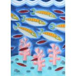 Graham Knuttel - FISH & PINK CORAL - Pastel on Paper - 30 x 22 inches - Signed