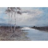 William Percy French - THREE TREES IN THE BOG, CONNEMARA - Watercolour Drawing - 7 x 10 inches -