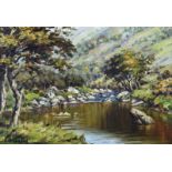 Charles McAuley - RIVER IN THE GLENS - Oil on Canvas - 14 x 21 inches - Signed