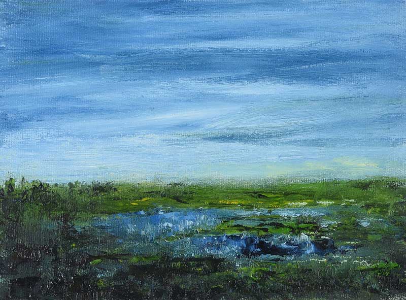 Gerard Maguire - BLUE LOUGH - Oil on Board - 6 x 8 inches - Unsigned