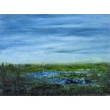 Gerard Maguire - BLUE LOUGH - Oil on Board - 6 x 8 inches - Unsigned