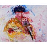 Charlie Turnberry - THE FIDDLER - Oil on Canvas - 16 x 20 inches - Signed