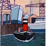 Paul Bursnall - DOCKYARD 7 - Oil on Canvas - 16 x 16 inches - Signed