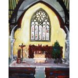 Sean Lorinyenko - CHURCH INTERIOR, DONEGAL - Watercolour Drawing - 9.5 x 7.5 inches - Signed