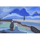 Markey Robinson - BY THE WATER'S EDGE - Gouache on Board - 9 x 13 inches - Signed