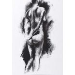 Colin Davis - STANDING NUDE STUDY - Charcoal on Paper - 24 x 16 inches - Signed