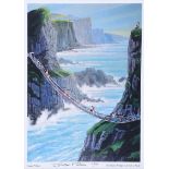 Cupar Pilson - THE ROPE BRIDGE, CARRICK A REDE - Limited Edition Coloured Print (2/20) - 14 x 10