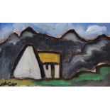 Markey Robinson - COTTAGE IN THE MOUNTAINS - Oil on Board - 7 x 11 inches - Signed