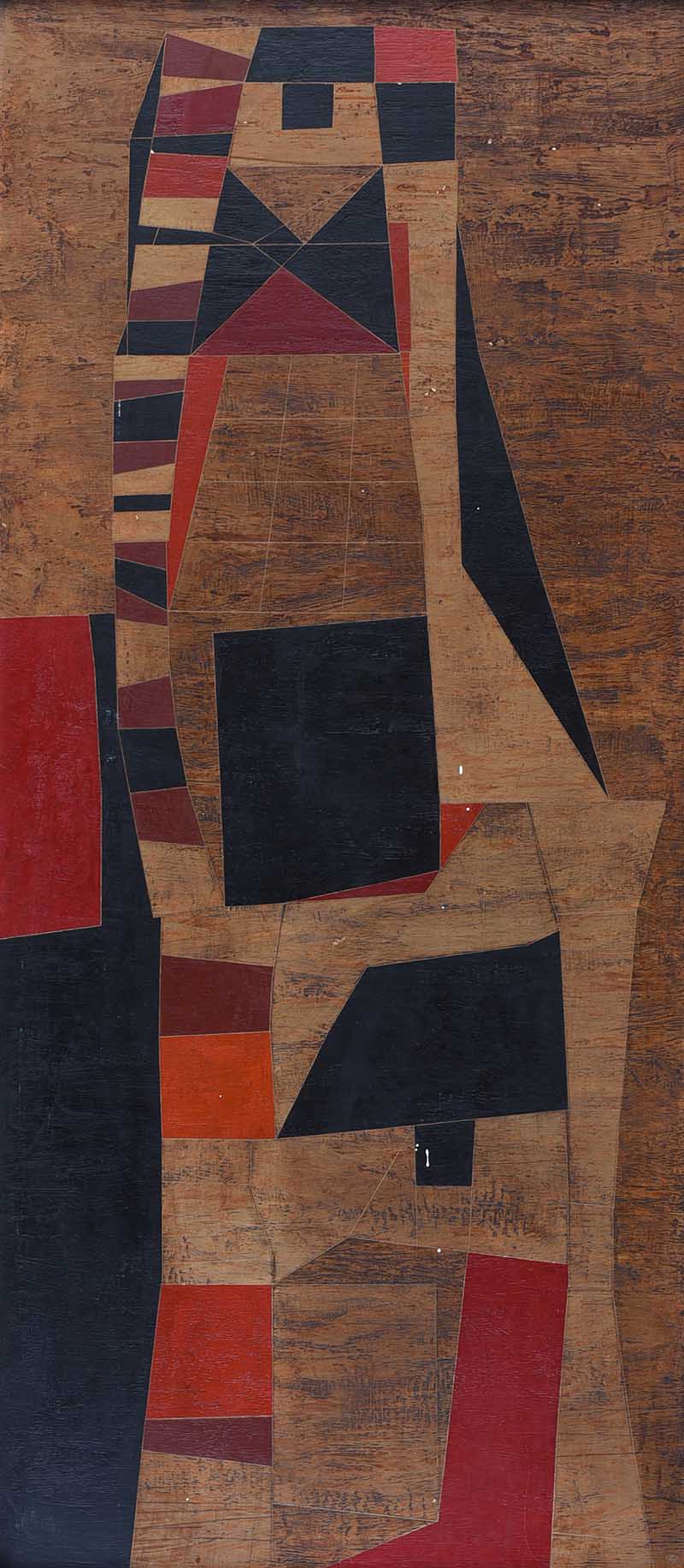 Colin Middleton, RHA RUA - GEOMETRIC ABSTRACT - Oil on Board - 43 x 19 inches - Signed in Monogram