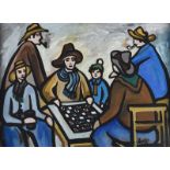 Markey Robinson - A GAME OF DRAUGHTS - Gouache on Board - 17 x 23 inches - Signed