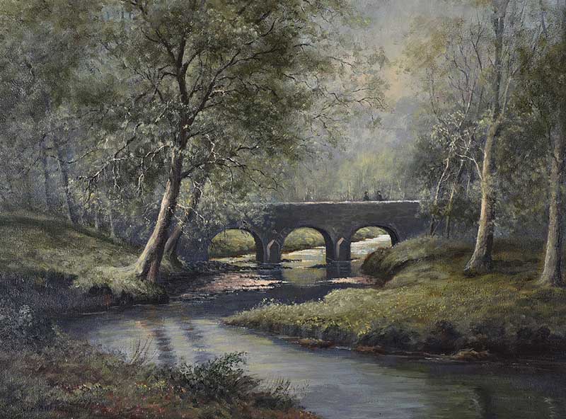 William Henry Burns - MINNOWBURN BRIDGE, BELFAST - Oil on Canvas - 18 x 24 inches - Signed